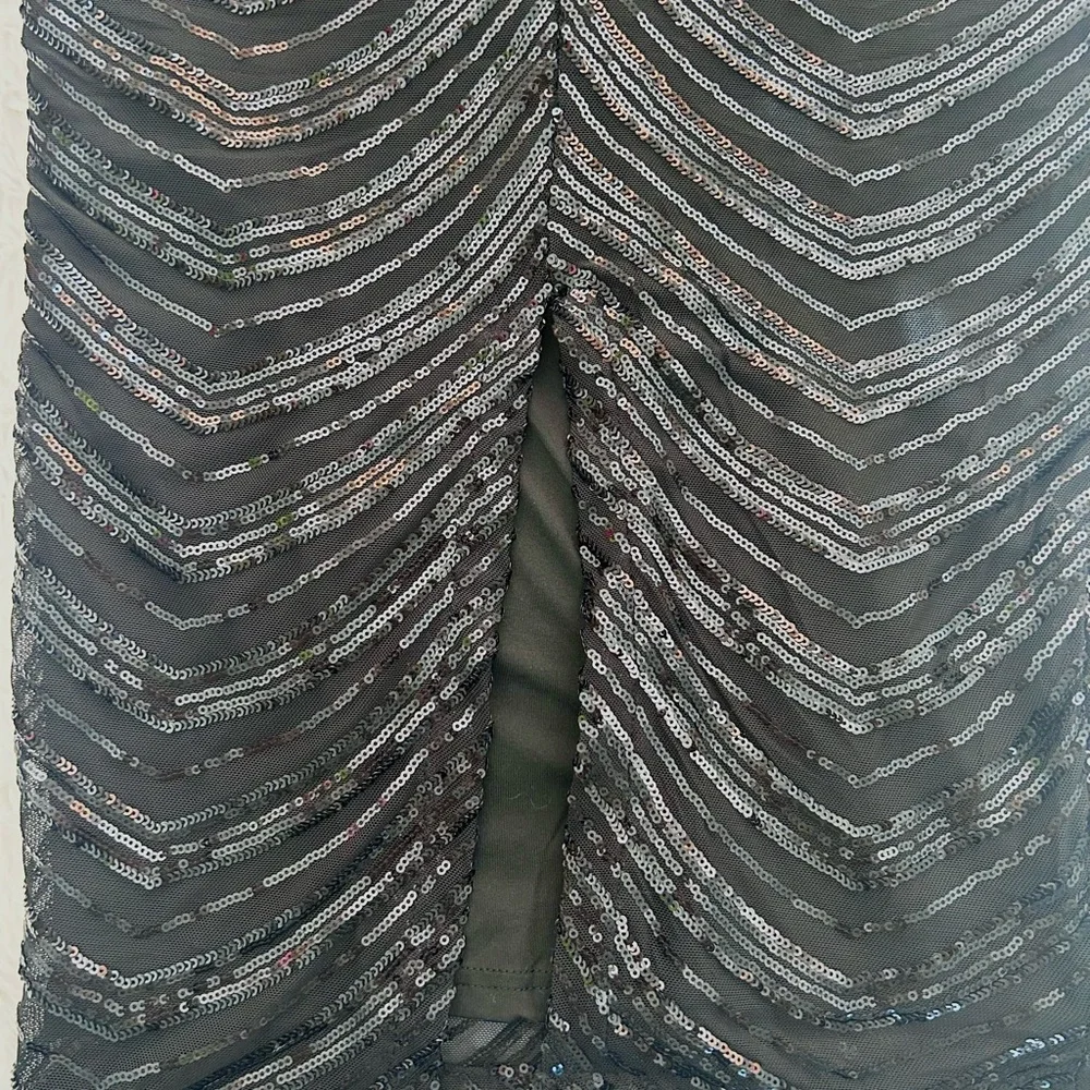 Lulu's Black Beaded Sequin Chevron Midi Dress - Picture 10 of 11